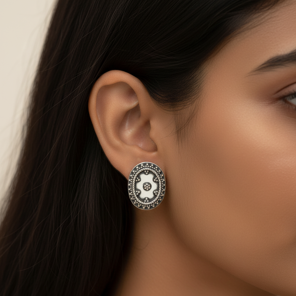 Unpolished Ear Tops : Oval