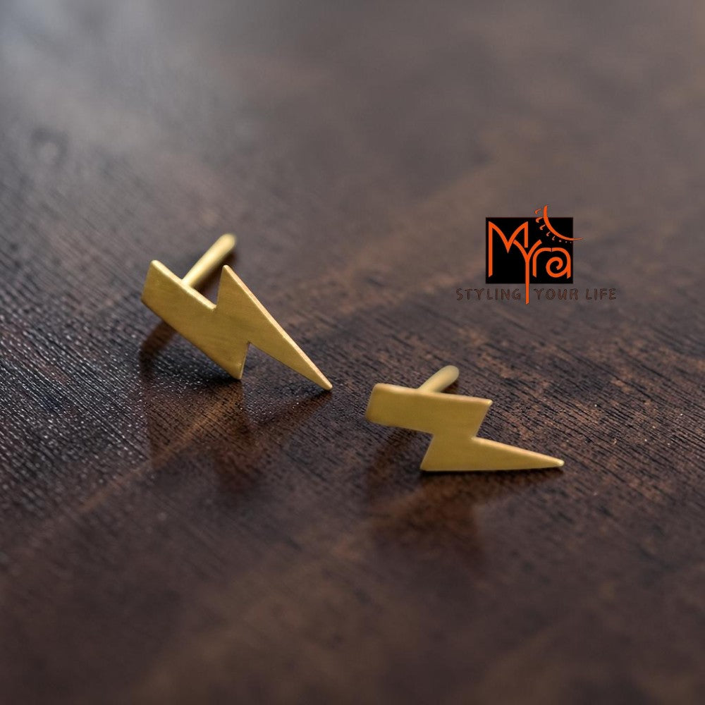 Bijli - Flash Brass Ear Studs