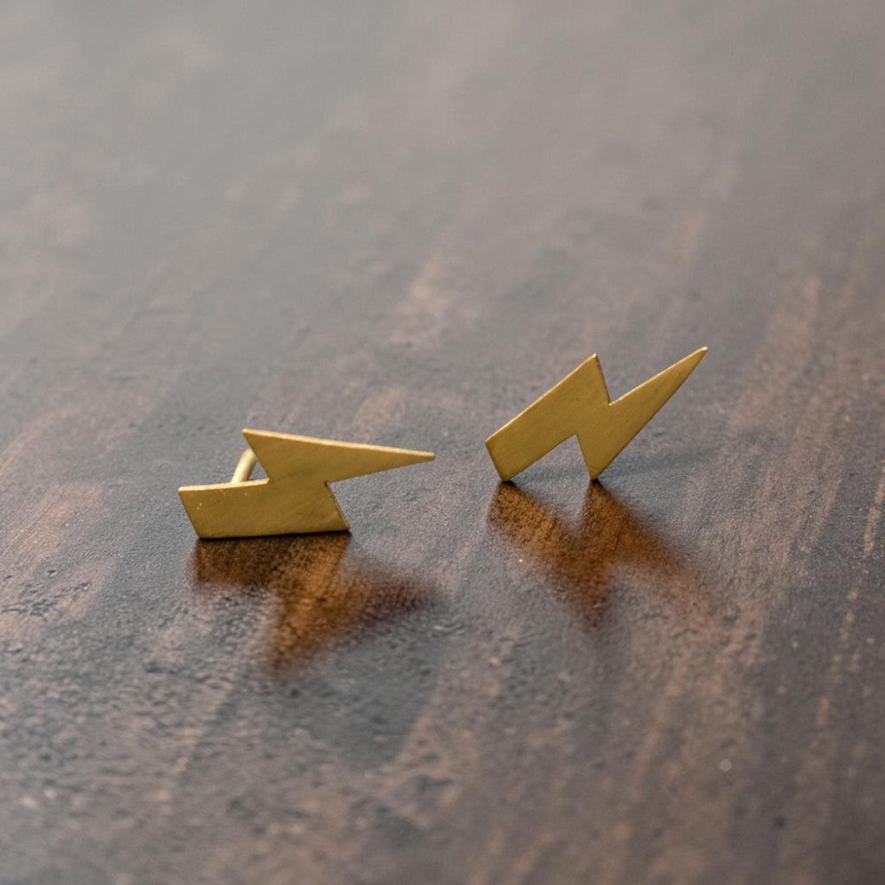 Bijli - Flash Brass Ear Studs