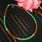 Glass Beaded Charm Anklet : Brown, Green
