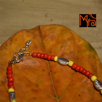 Red & Yellow Beaded Charm Anklet