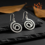 Beaten Design Spiral Earrings