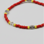 Red & Yellow Beaded Charm Anklet