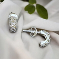 Pure Silver Marcasite Half Hoop Heavy Earrings