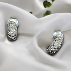 Pure Silver Marcasite Half Hoop Heavy Earrings