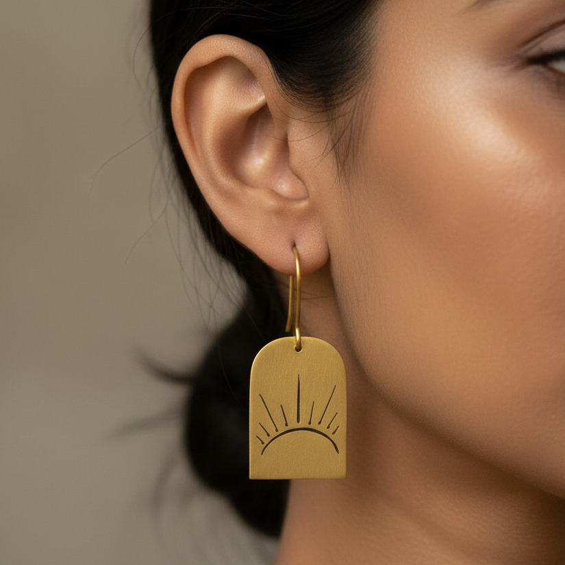 Kirti - Sunray Brass Sheet Ear Studs