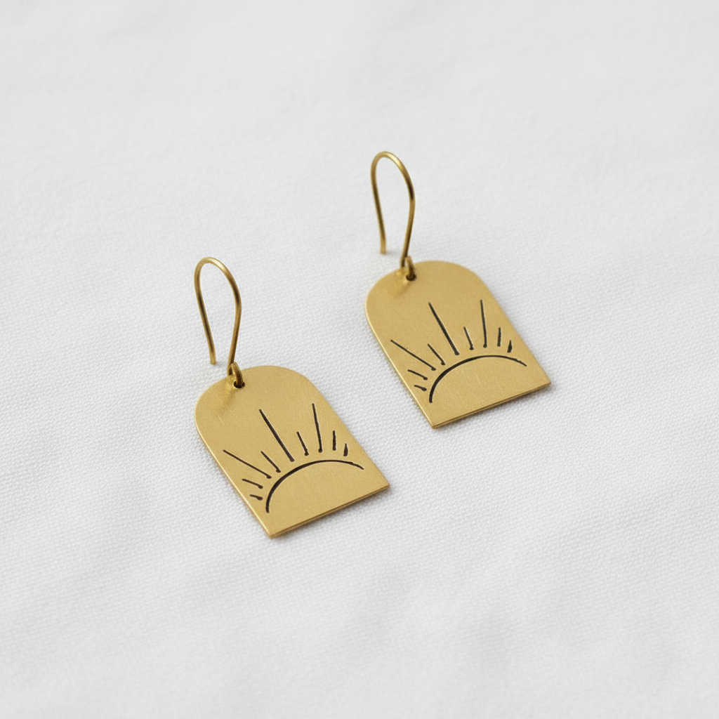 Kirti - Sunray Brass Sheet Ear Studs