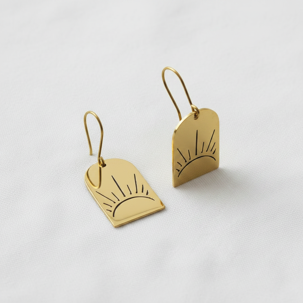 Kirti - Sunray Brass Sheet Ear Studs