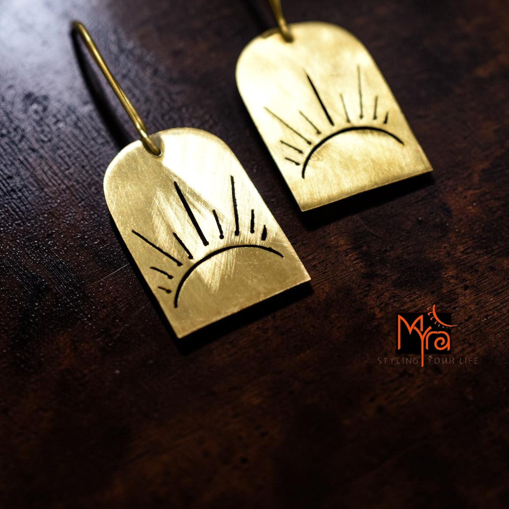 Kirti - Sunray Brass Sheet Ear Studs