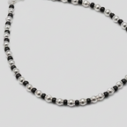 Handcrafted Silver Charm Anklet with Black Beads