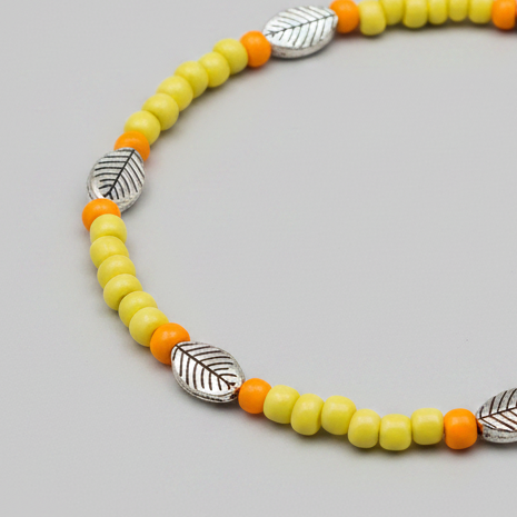 Yellow & Orange Beaded Charm Anklet