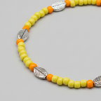 Yellow & Orange Beaded Charm Anklet