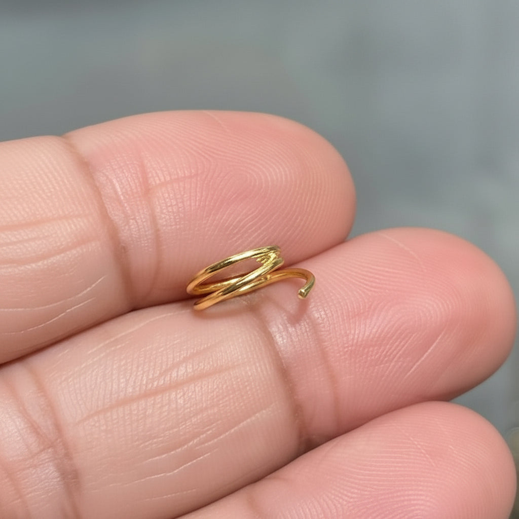 Golden Twin Orbit Nose Ring (golden polished)