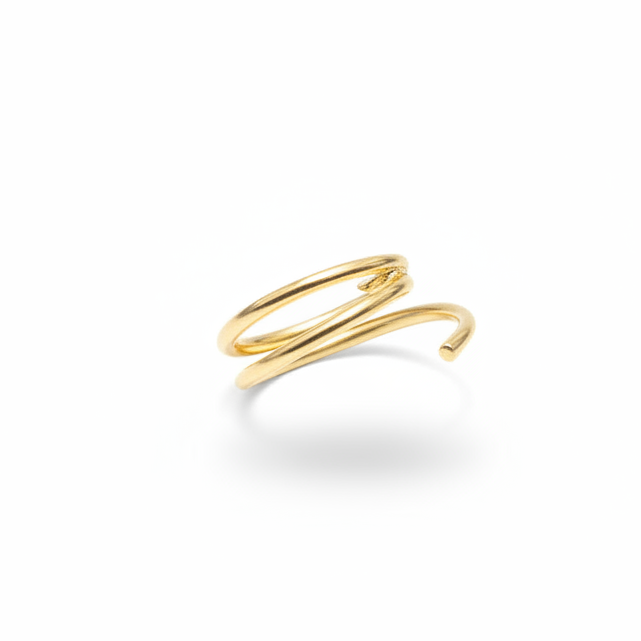 Twin Orbit Silver Nose Ring – 92.5 Sterling Silver (golden polished)