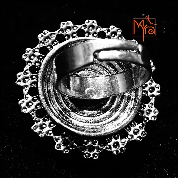Concentric Circle Patterned Cocktail Ring