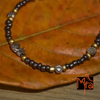 Greyish Silver & Golden Beaded Charm Anklet