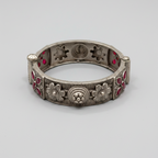 Gulabi Phool Bahaar | Pink Stone Flower German Silver Bracelet