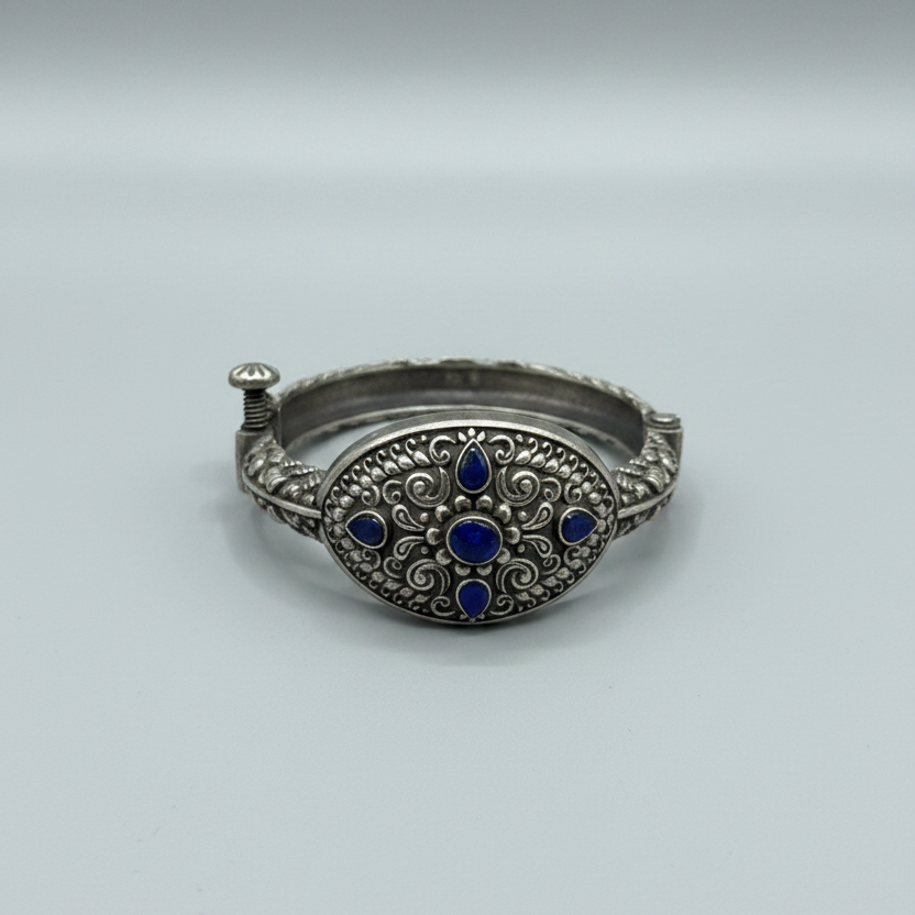 Neel Nazar | Blue Stone German Silver Bracelet