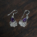Silver Amethyst Drop Earrings
