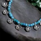 Charm & Bead Anklet : Turquoise Flower