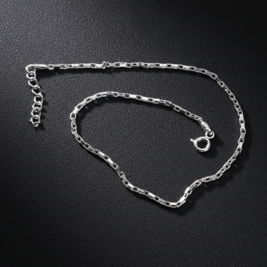 Double Weave Silver Chain Anklet – Minimalist 925 Sterling Silver Payal