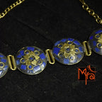 Round Pattern Tibetan Stone Choker : Blue
