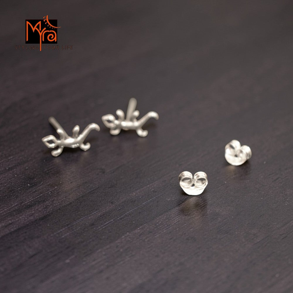 Silver Reptile Stud Earrings