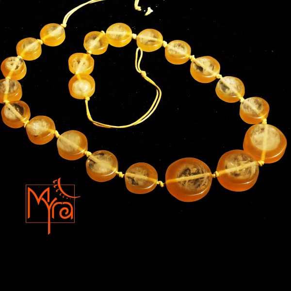 Amber Fibre Beaded Necklace