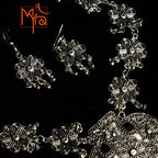 Spade Locket Metal Necklace with Earrings