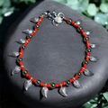Charm & Bead Anklet : Orange Leaves