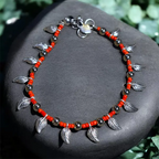 Charm & Bead Anklet : Orange Leaves