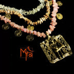 Shades of Pink Uncut Stone Necklace with Dokra Locket : Musician