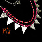 Triangle Charm Two Layer Necklace : Pink
