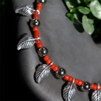 Charm & Bead Anklet : Orange Leaves