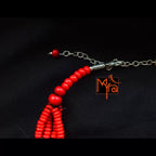 Eight Layer Wooden Beaded Statement Necklace : Red