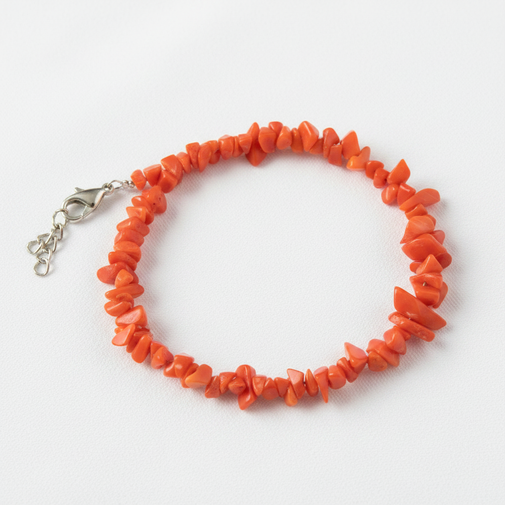 Bright Orange Uncut Stone Bracelet