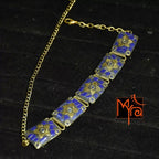 Rectangle Pattern Tibetan Stone Choker : Blue