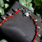 Charm & Bead Anklet : Orange Leaves