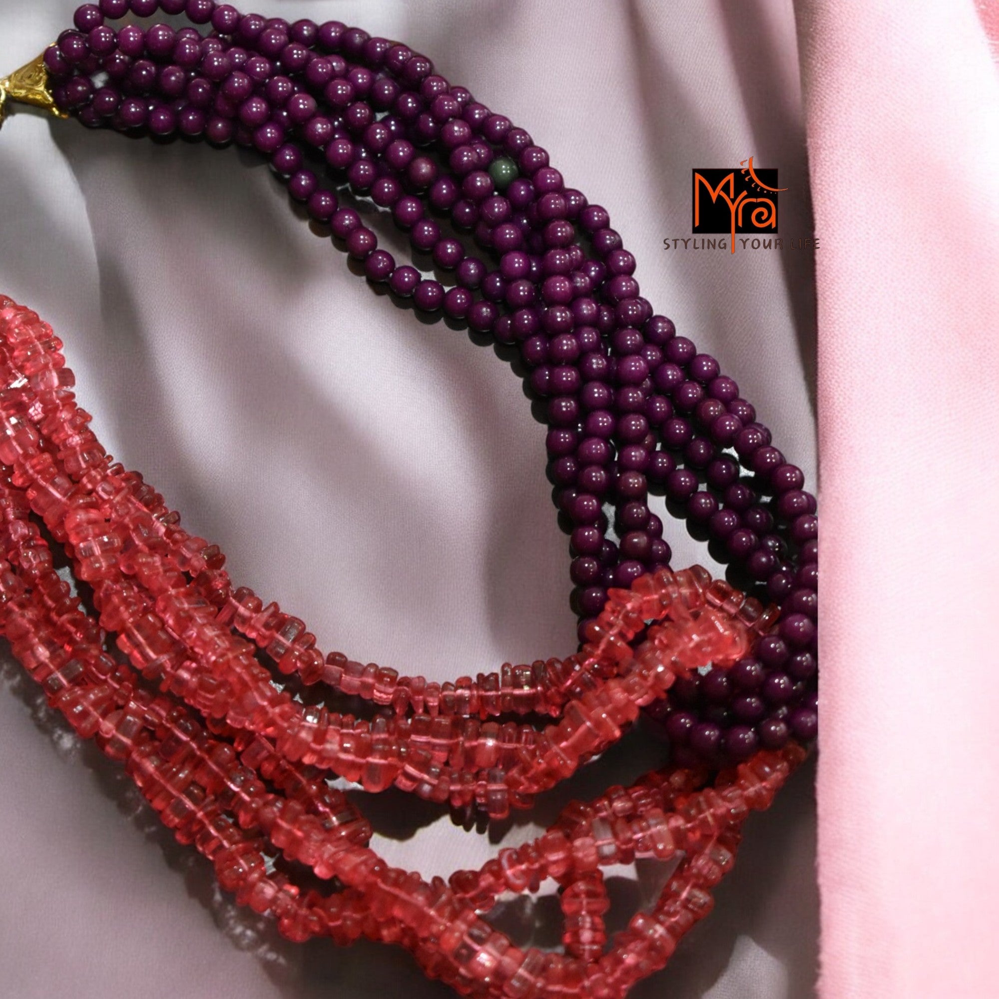 Crimson Charm: Maroonish Red Bead Necklace
