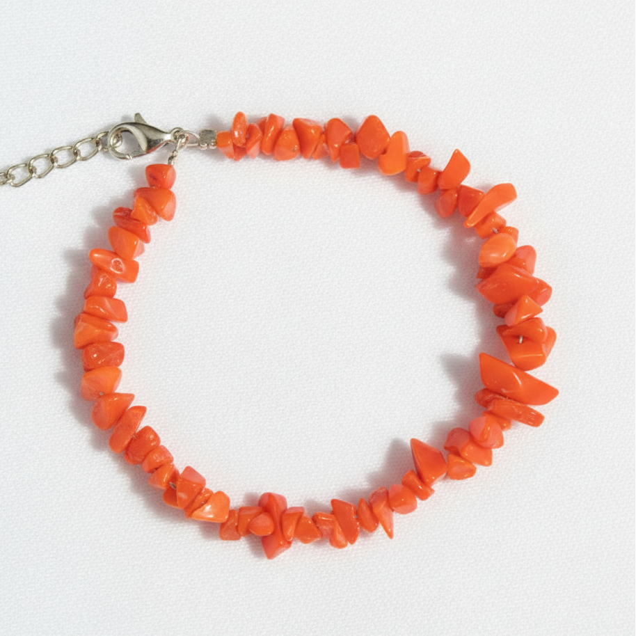 Bright Orange Uncut Stone Bracelet