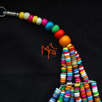 Eight Layer Wooden Beaded Statement Necklace : Multicolor
