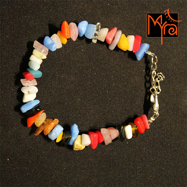 Multimulticolor Uncut Stone Bracelet