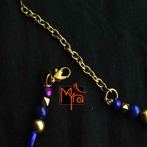 Purple & Green Stone Beaded Layered Necklace
