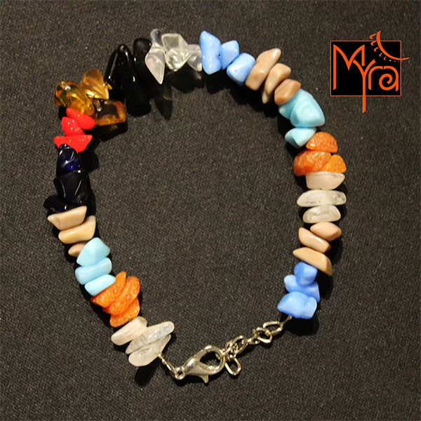 Triple Stone Multi Uncut Stone Bracelet