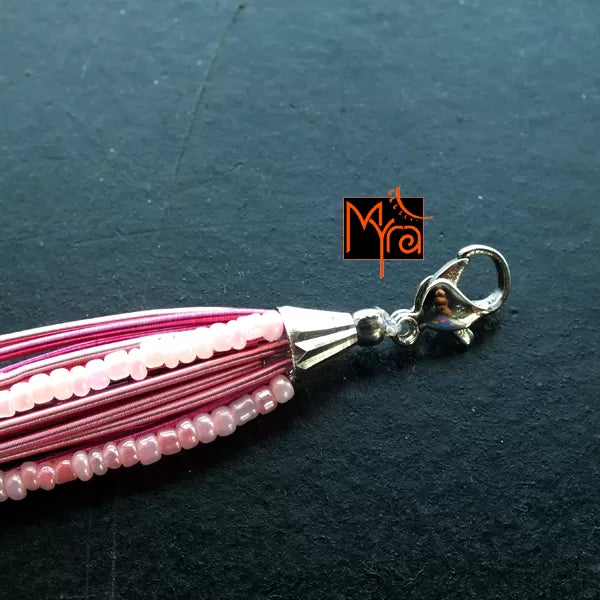Bunch of Assorted Beaded Bracelet : Pink