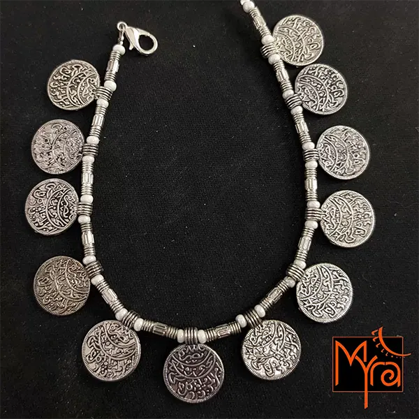Metal Guinea and White Beaded Anklet