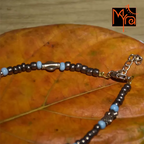 Greyish Silver & Sky Blue Beaded Charm Anklet