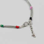Silver Pipe & Multicolor Beaded Anklet