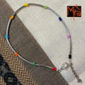 Silver Pipe & Multicolor Beaded Anklet