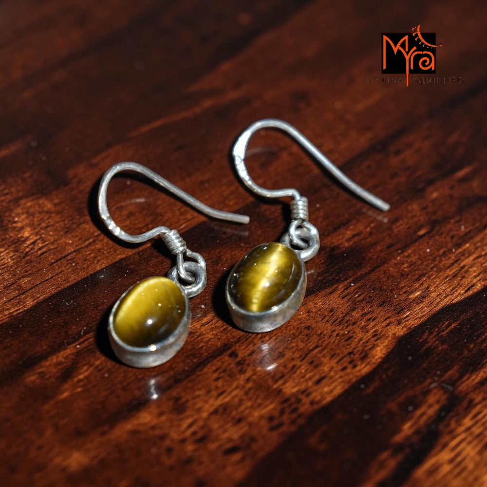 Silver Tiger's Eye Earrings
